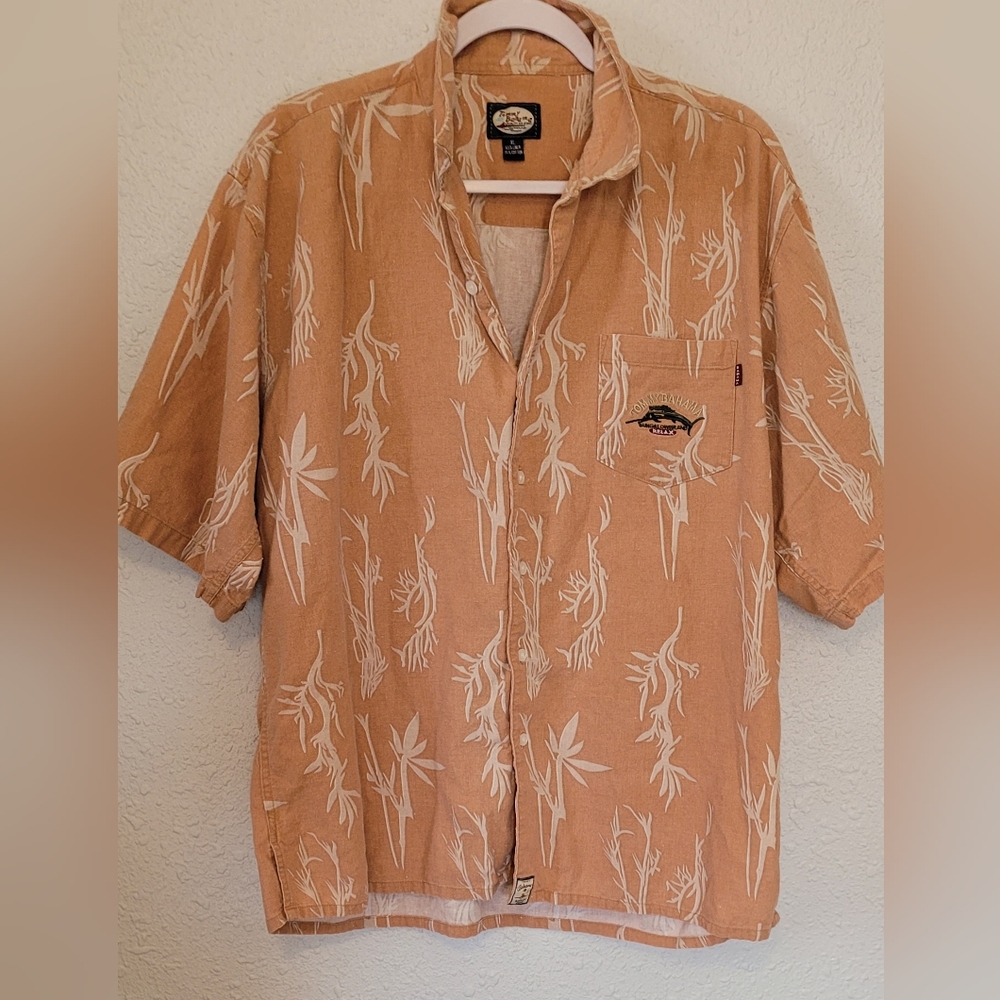 Tommy Bahama Bungalow Hawaiian Linen Cotton Blend Casual Button Shirt